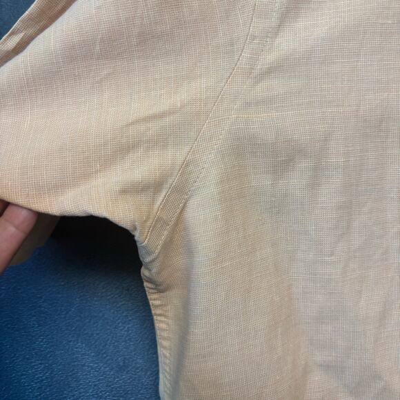 Club Room Men’s Linen Blend Shirt M Beige Tan Short Sleeve Button Up Beachy - Picture 4 of 7